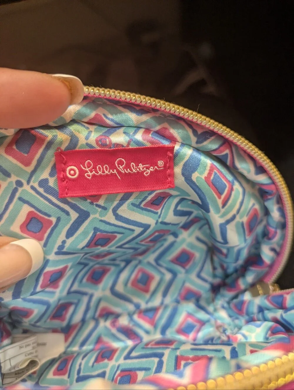 Lily Pulitzer Pink & Blue Pineapple Zip Pouch - Cosmetic Bag